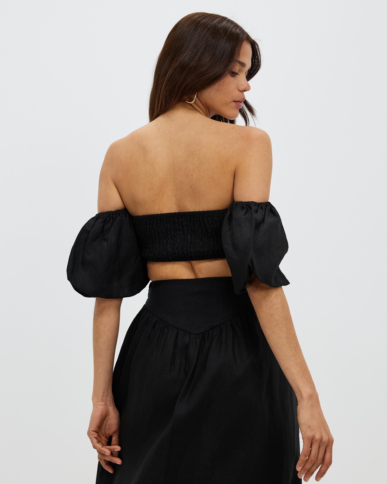 Side Detail Off Shoulder Linen Top