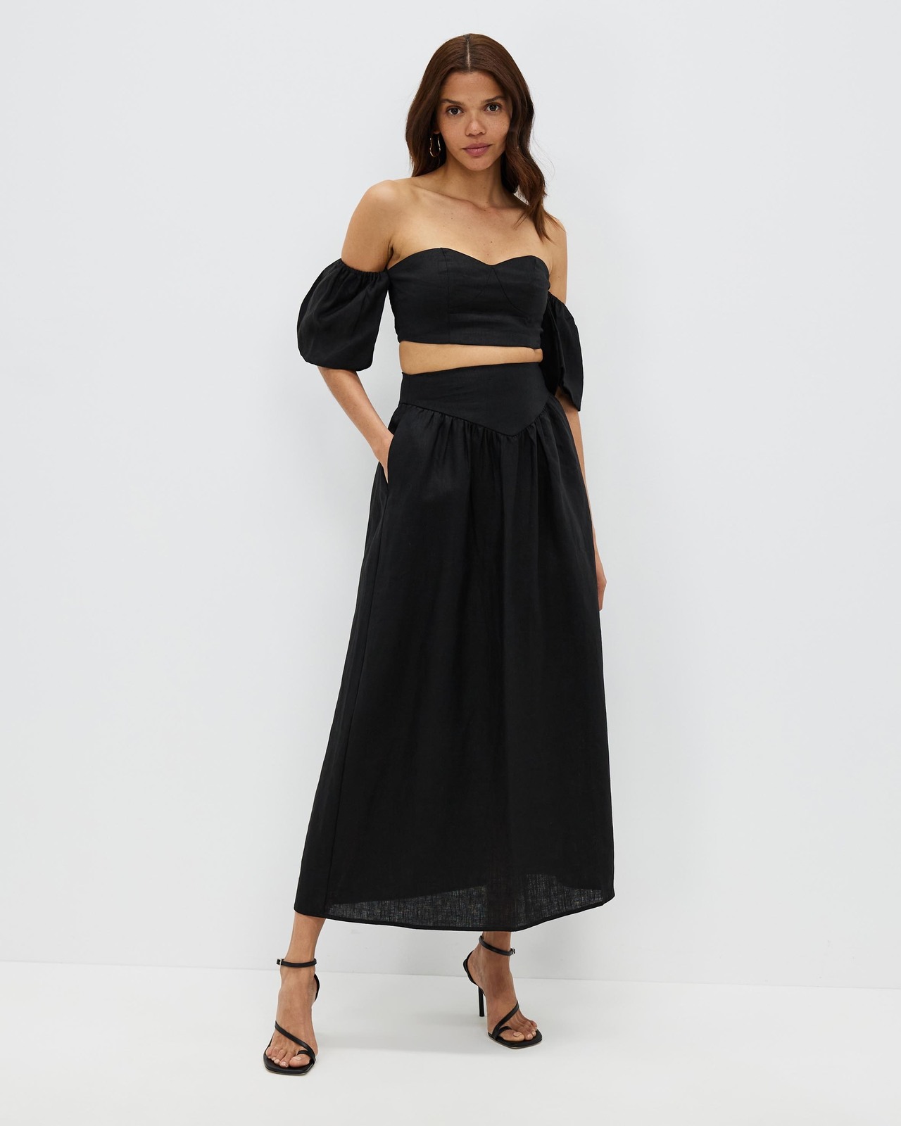 Side Detail Off Shoulder Linen Top