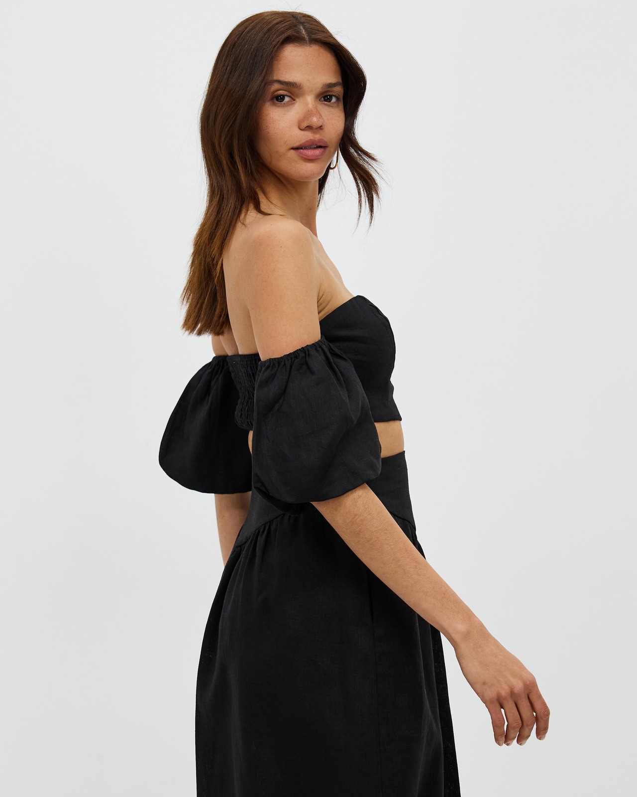 Side Detail Off Shoulder Linen Top