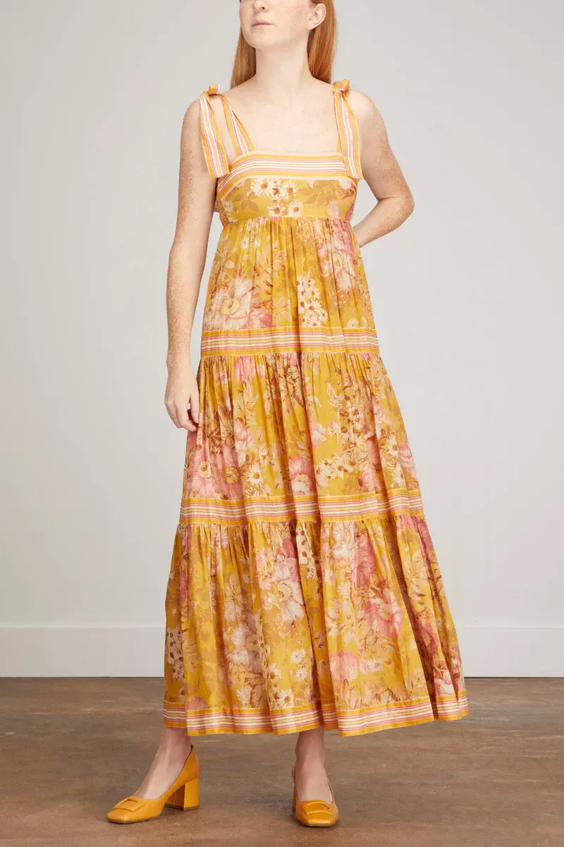 ZIMMERMANN★素敵！Mustard Rose Pattie Cuffed Mini Dress NWT ZIMMERMANN Mustard Rose Pattie Cuffed Mini Dress AU 0/US