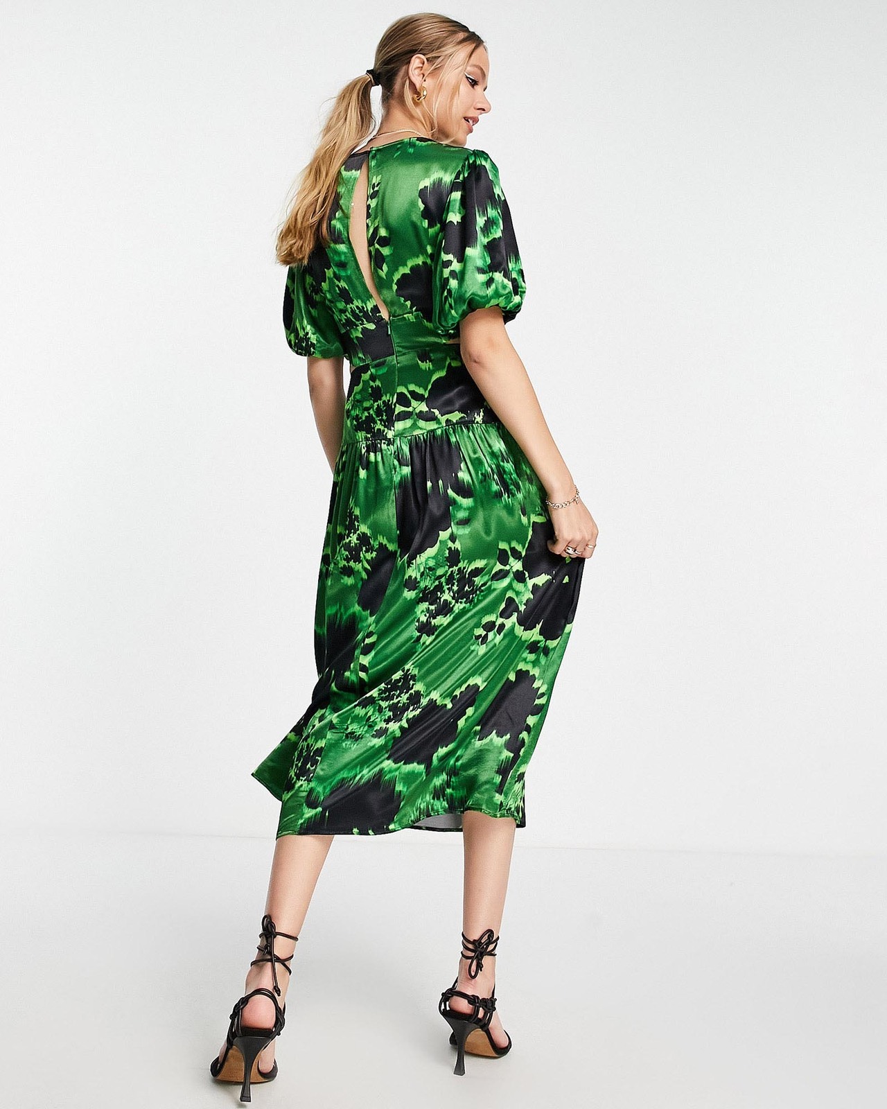 TOPSHOP Graphic Cut Out Waist Midi Dress - AirRobe