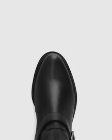 Braxton Black Leather Block Heel Long Boot