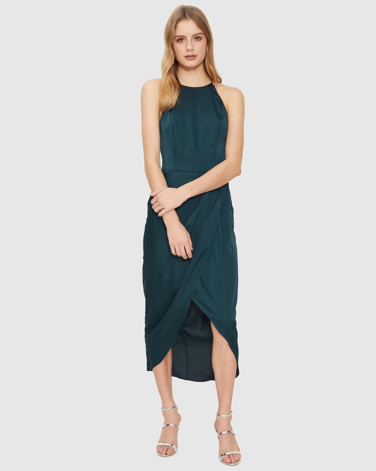 Avery High Neck Drape Dress