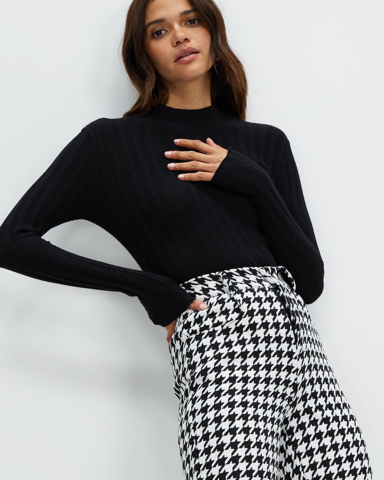 Lessie Wool Blend Houndstooth Pants