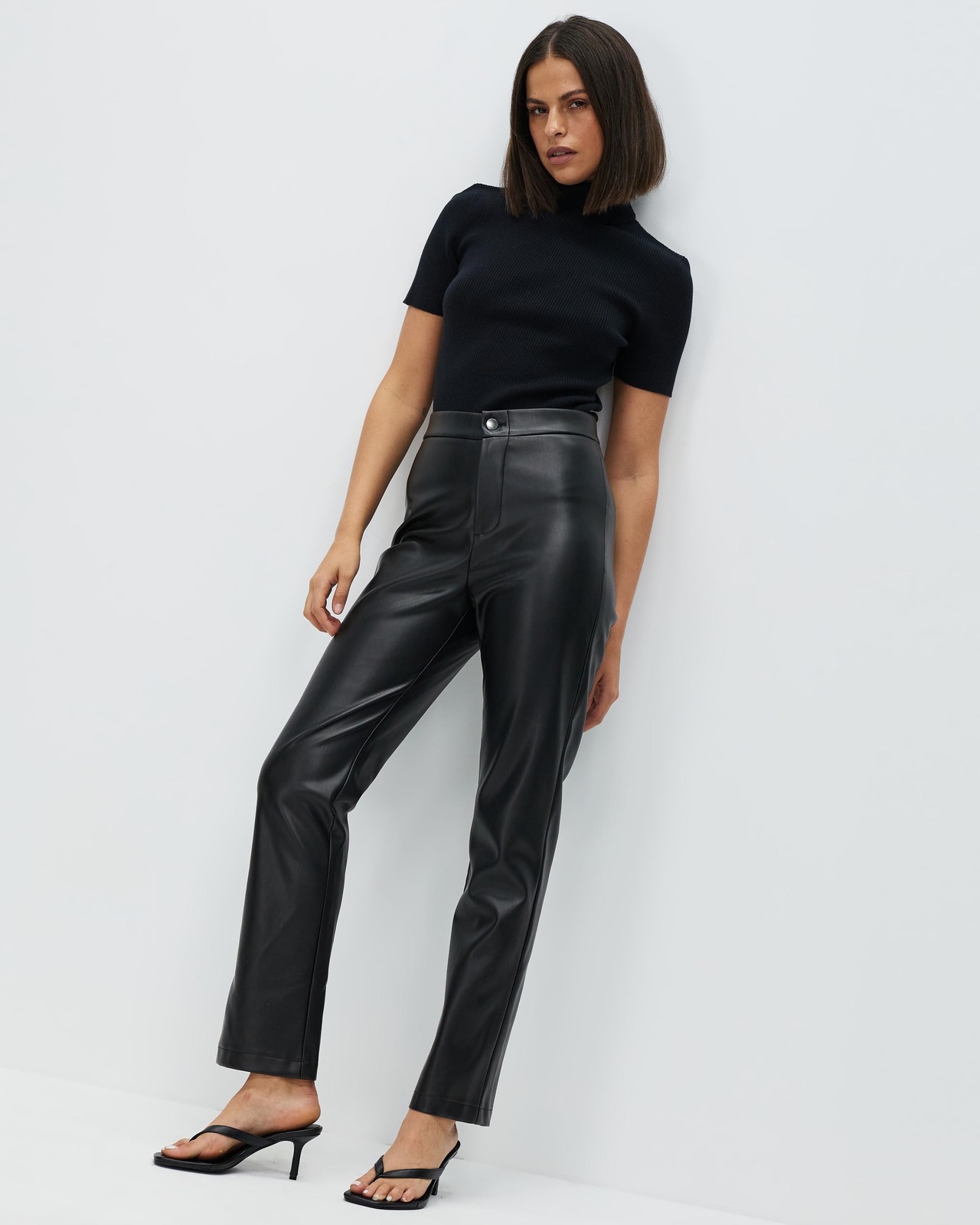 Keisha Straight Leg Leather Look Pants