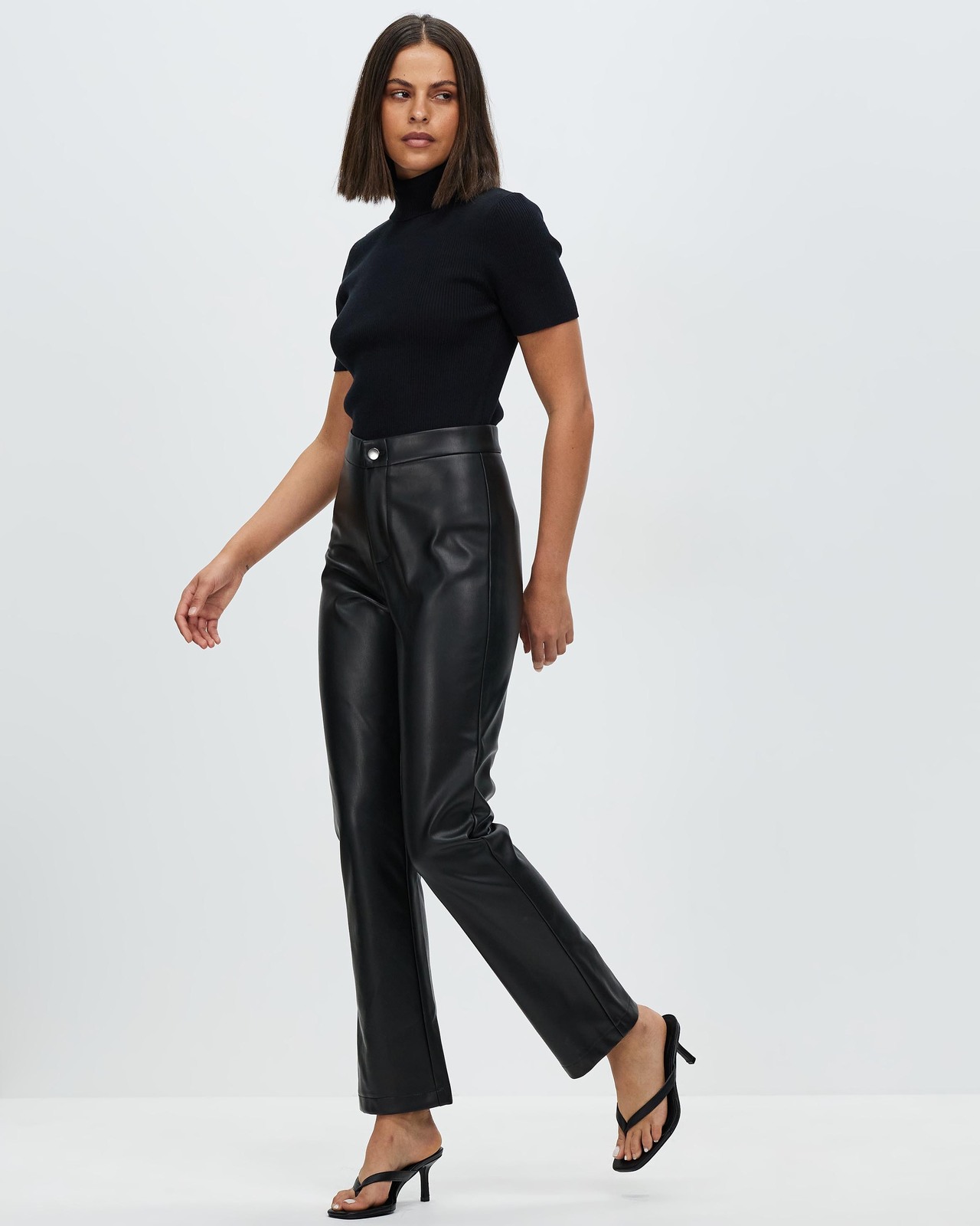 Keisha Straight Leg Leather Look Pants