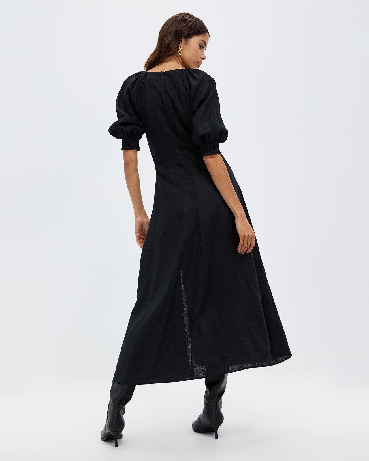 Panelled Linen Midi Dress