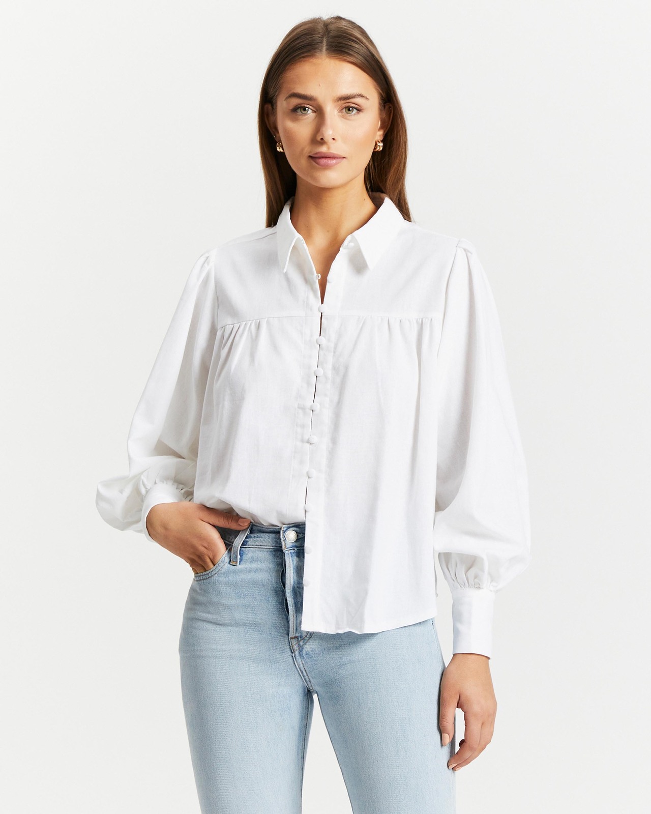 Bea Linen Blend Button Front Shirt
