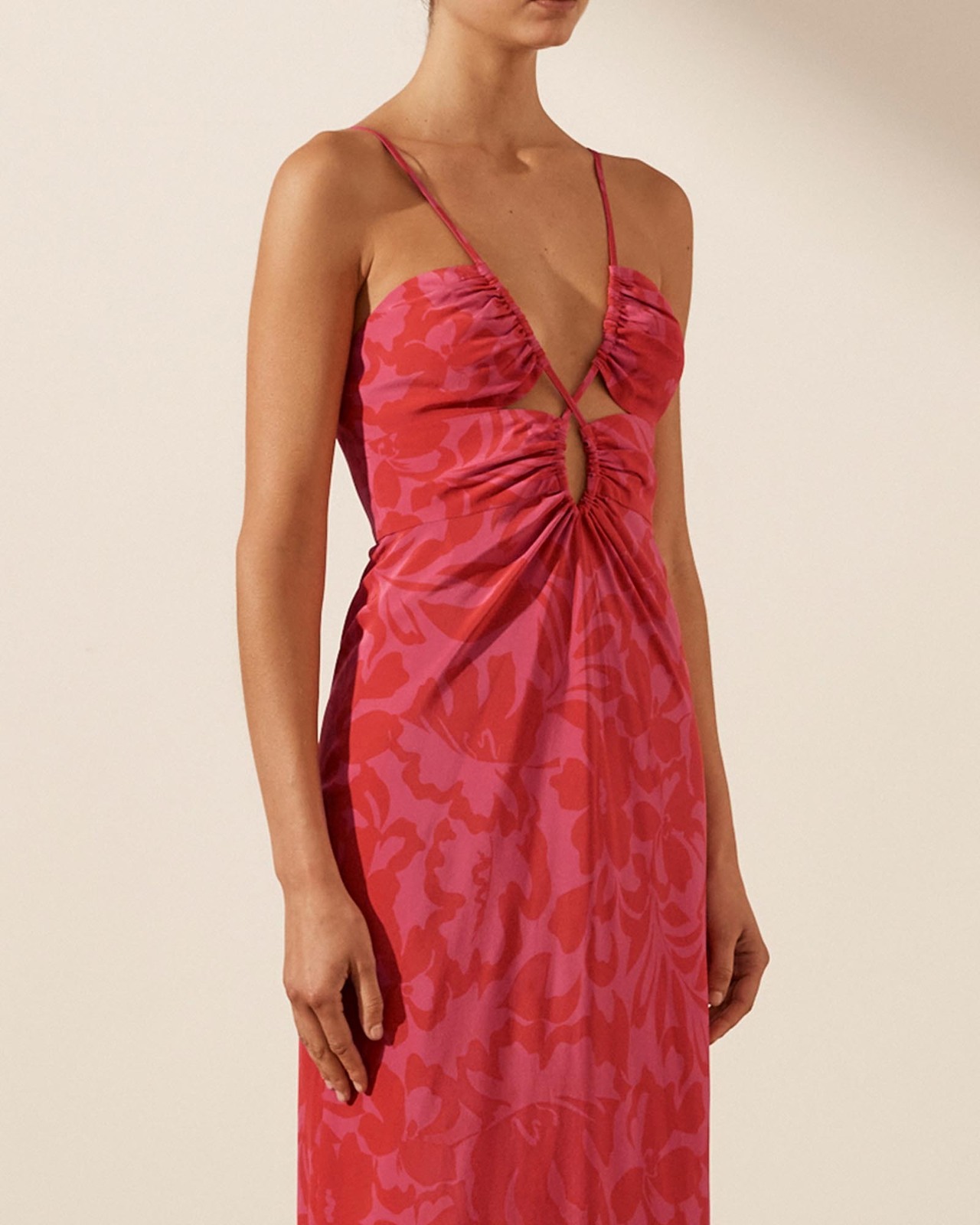 Portea Keyhole Lace Front Midi Dress