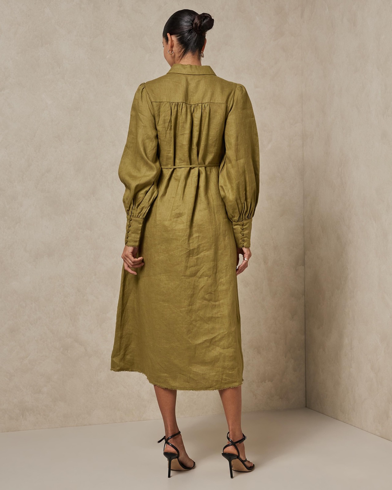 AERE Collared Linen Shirt Dress AirRobe