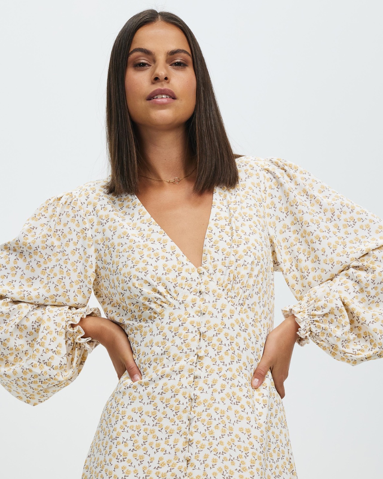 Estella Button Front Midi Dress