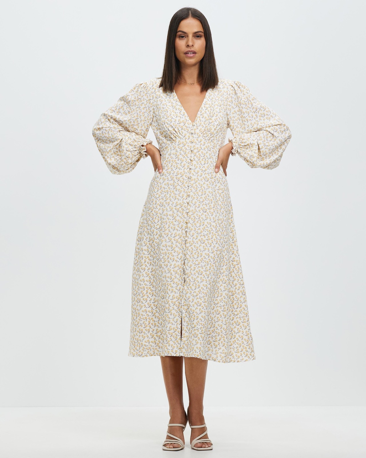 Estella Button Front Midi Dress