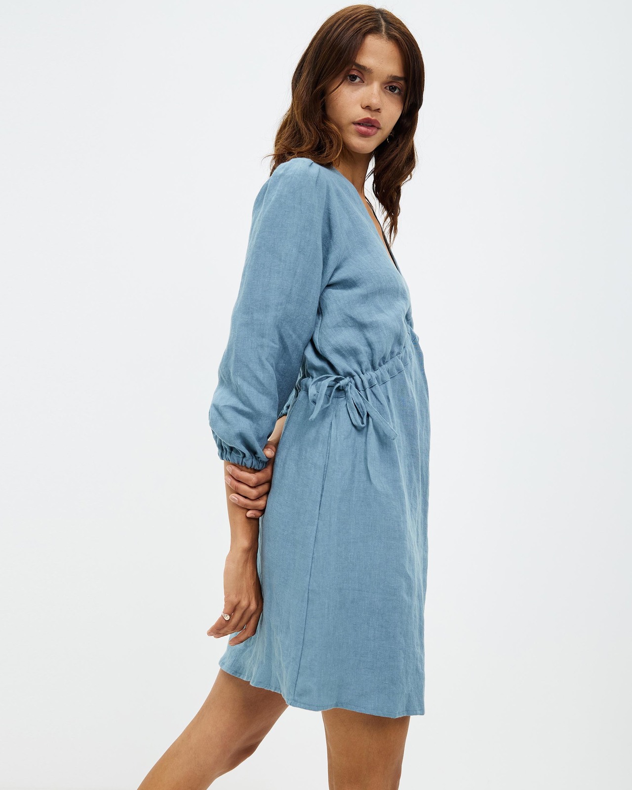 Linen Mini Dress With Tie Sides