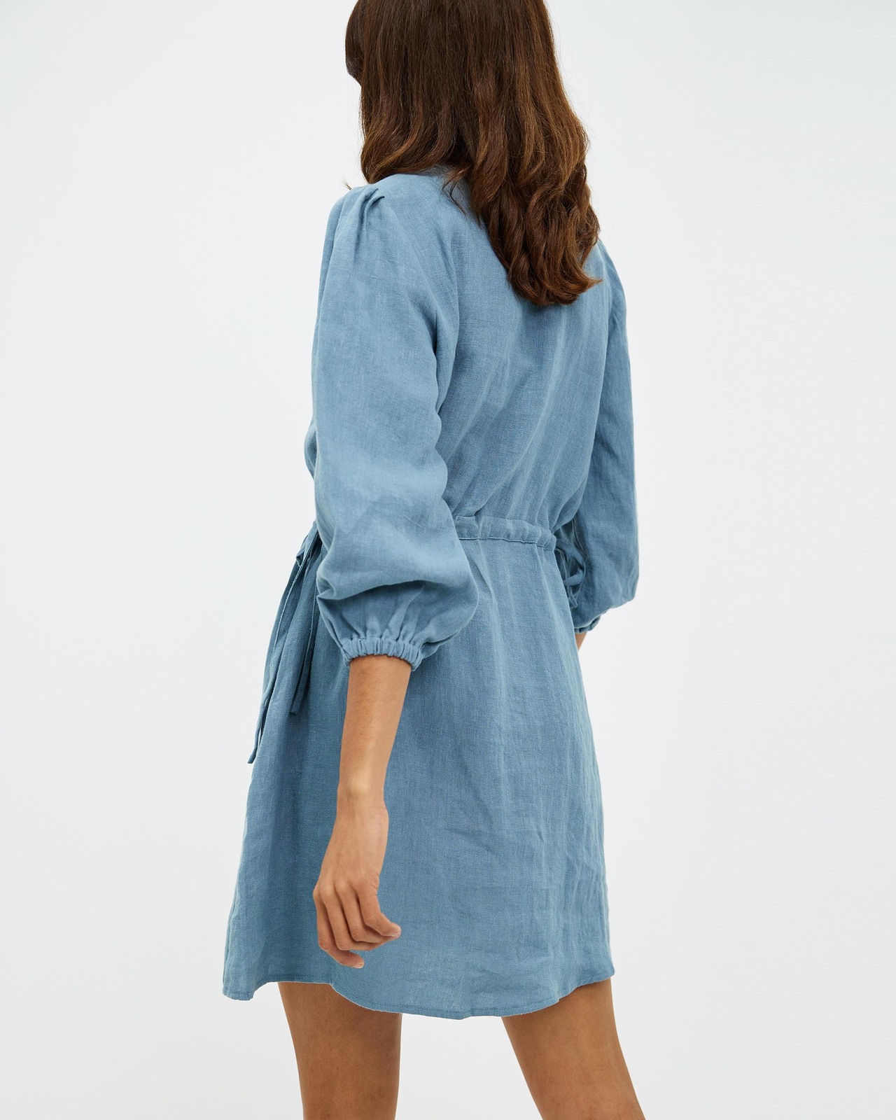 Linen Mini Dress With Tie Sides