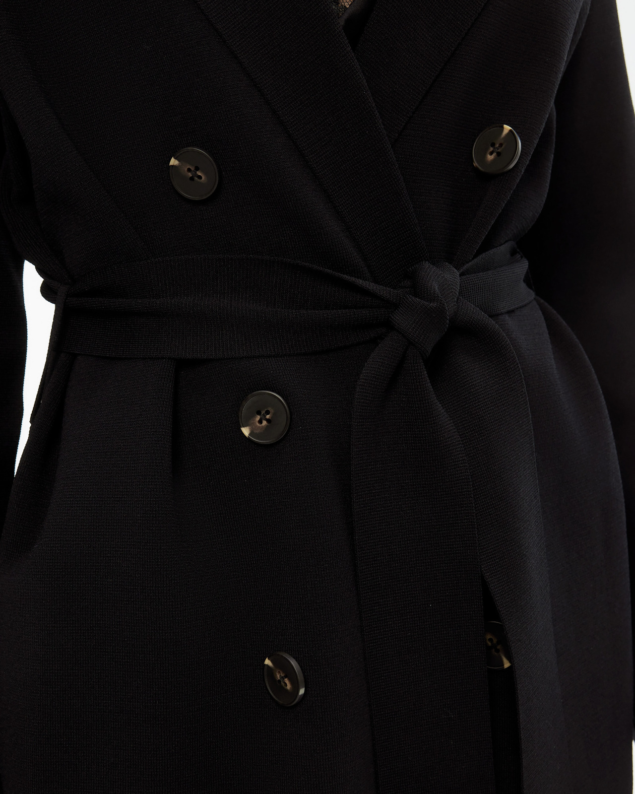 Crepe Knit Double-breasted Coat