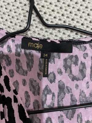 maje pink leopard dress Draped leopard-print dress Pink For Women
