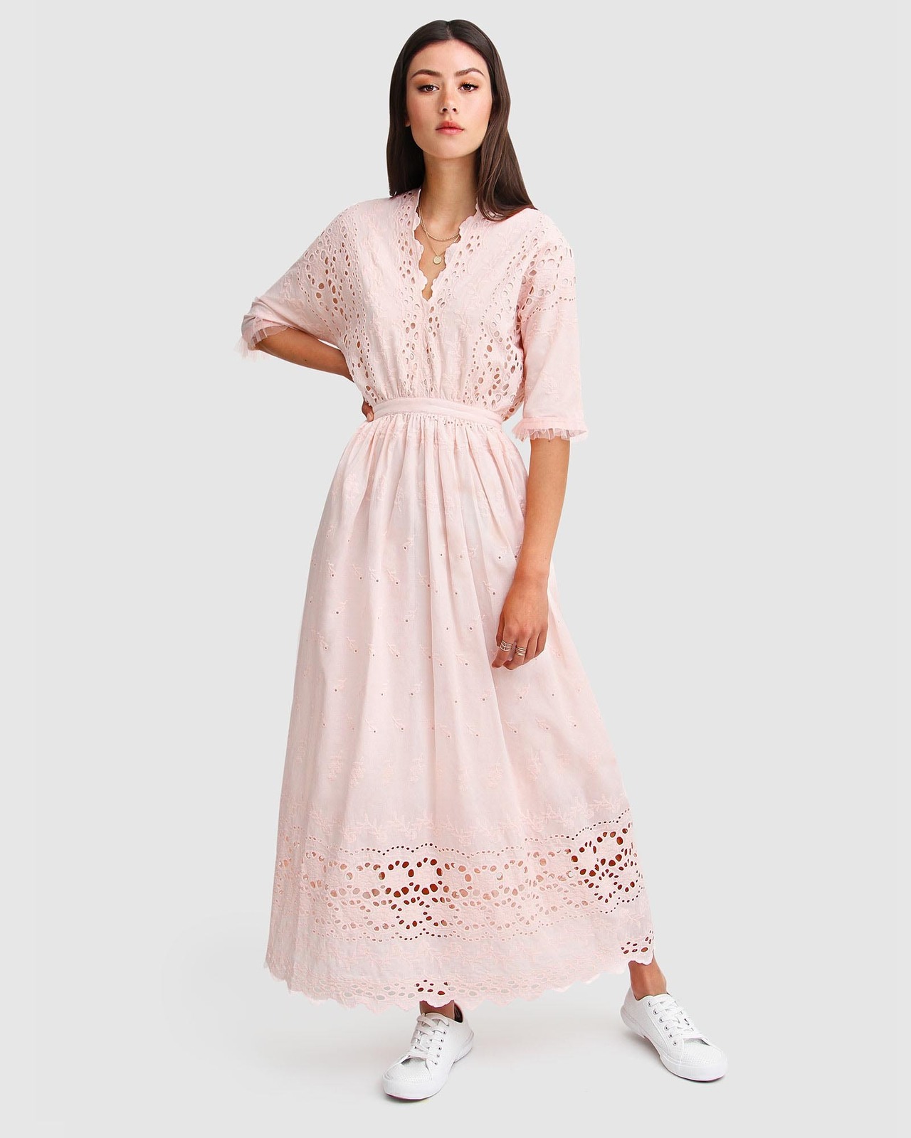 cotton smocked maxi dress Elias Smocked Maxi Dress