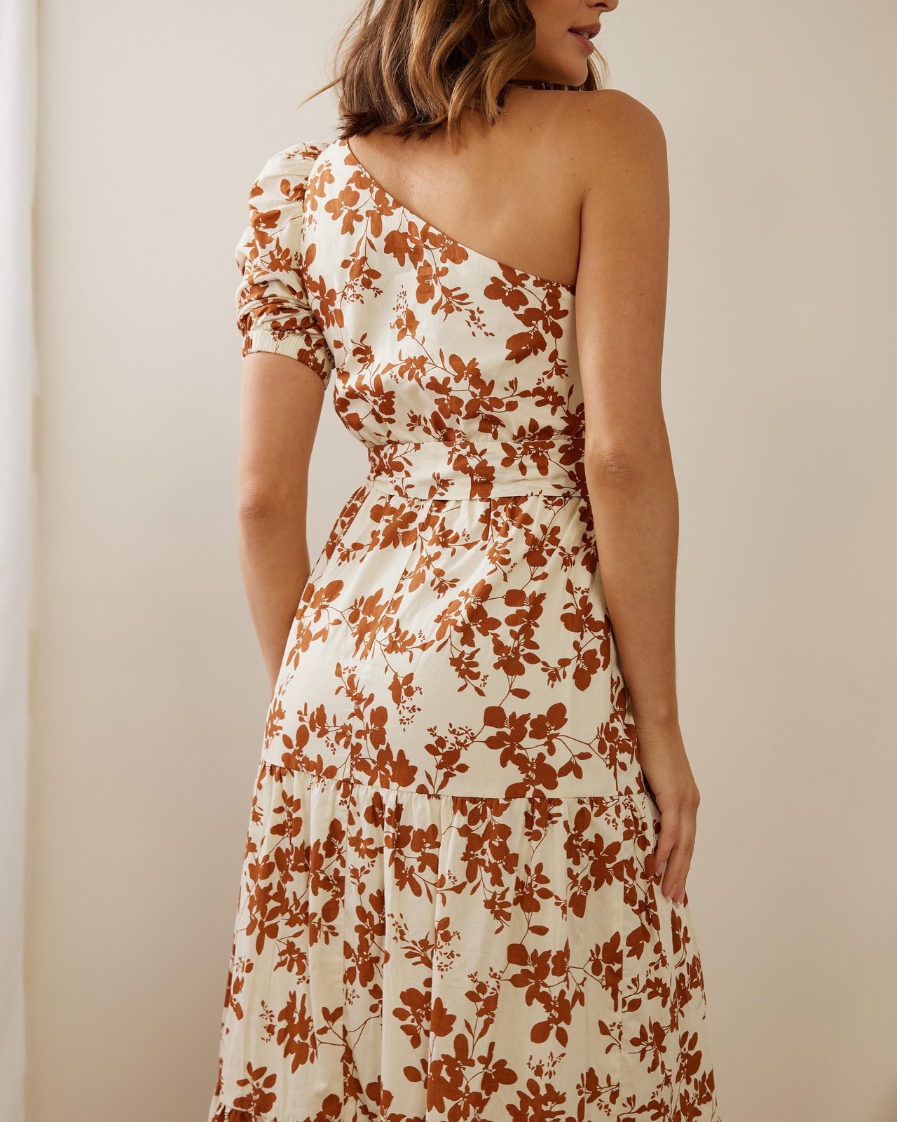 Greer One Shoulder Tie Cotton Maxi Dress