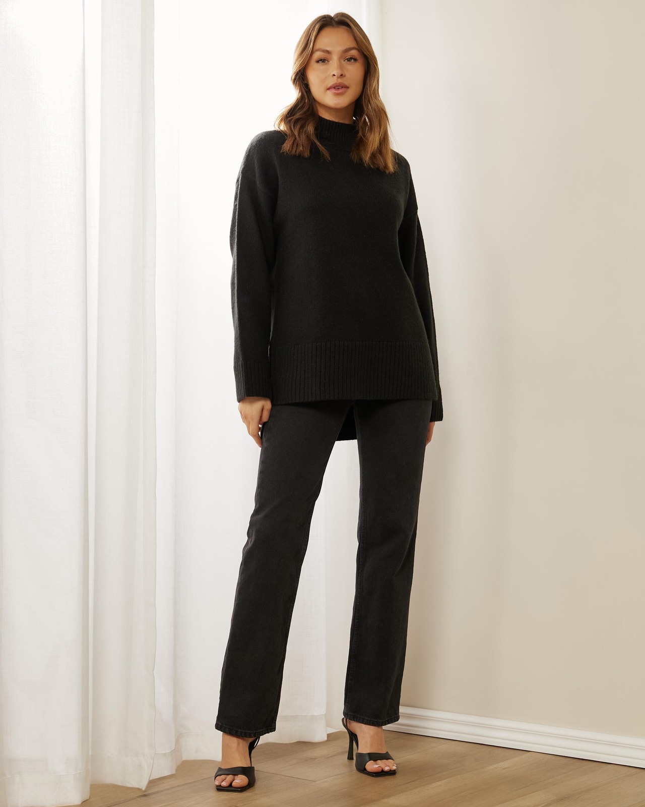 Teo High Neck Wool Blend Knit Jumper