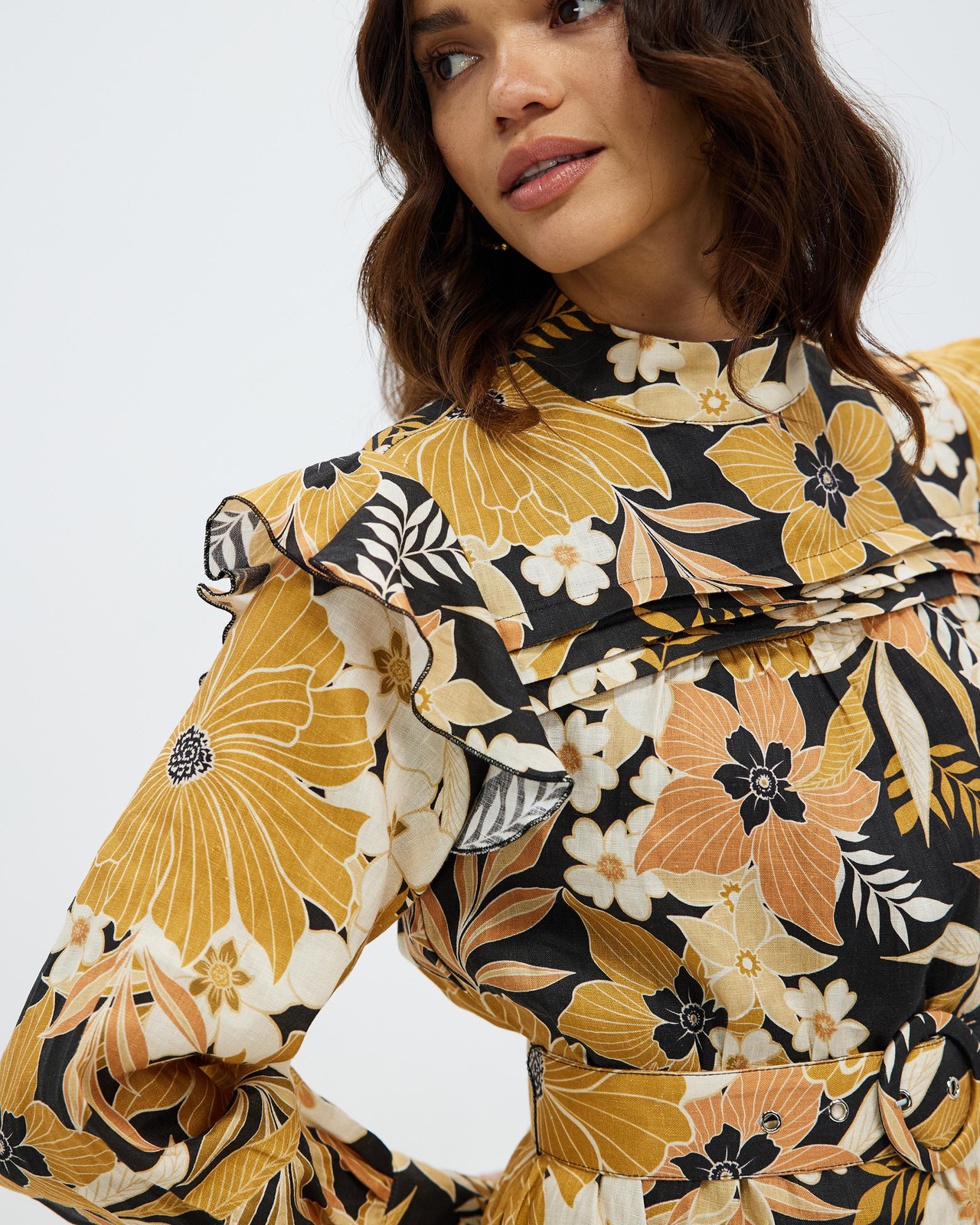 Belted Linen Mini Dress