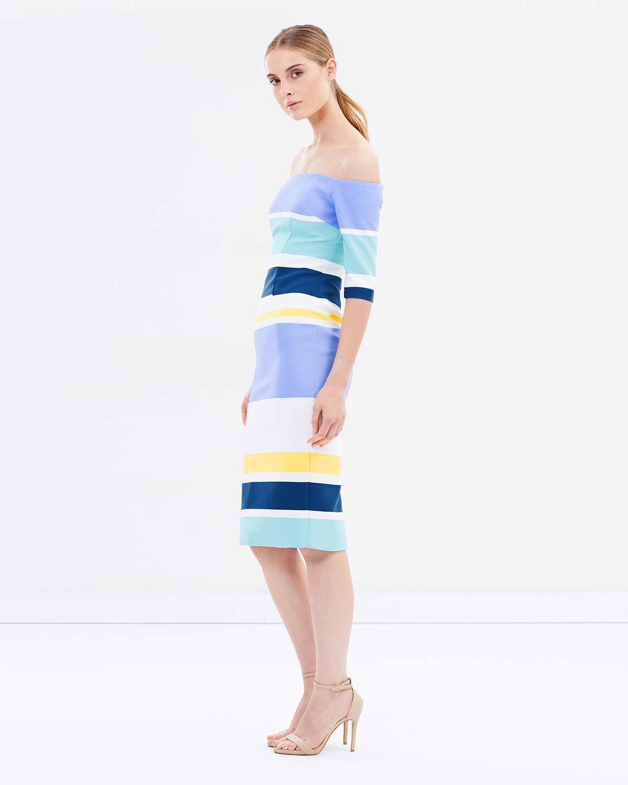 BY JOHNNY. Stripes Off-Shoulder Dress - THE ICONIC Exclusive - AirRobe