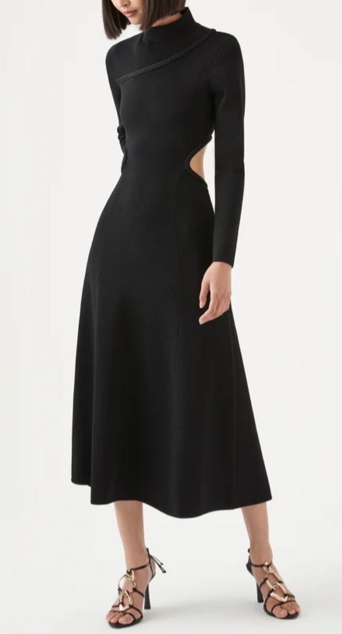 knee length dresses for ladies Aje Alexa Long Sleeve Mini Dress in Black main image 0