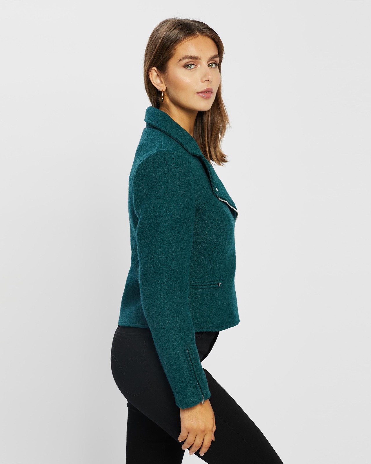 Bella Wool Blend Boucle Biker Jacket
