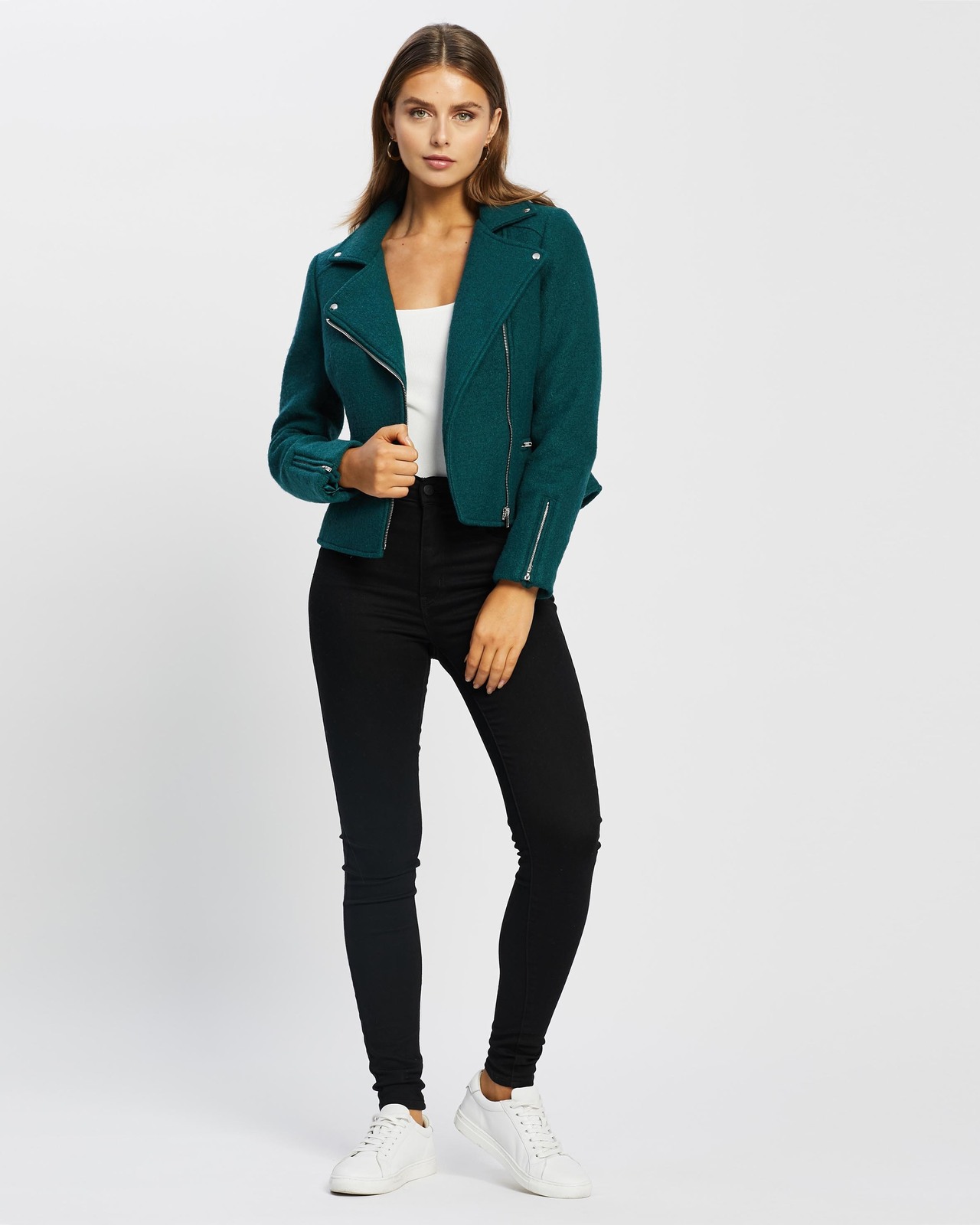 Bella Wool Blend Boucle Biker Jacket