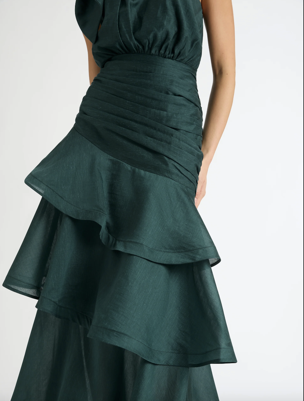 slim fit dress slacks Casablanca Green Dress Maxi with Straps Crochet Rose