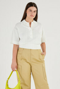 Mesh Stitch Polo White