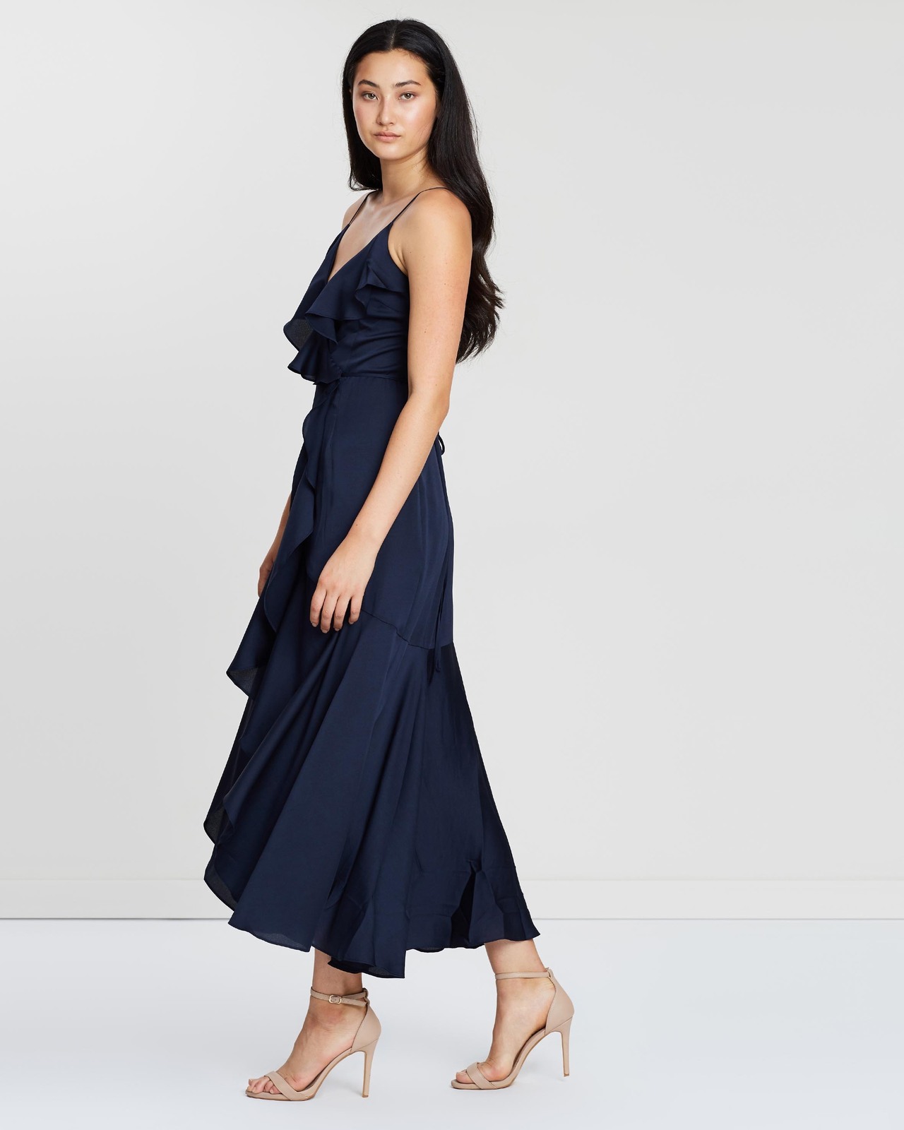 Luxe Bias Frill Wrap Dress