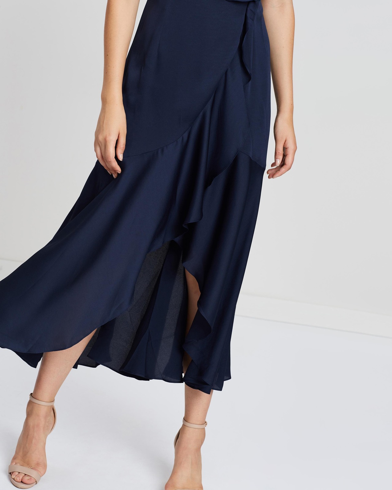 Luxe Bias Frill Wrap Dress