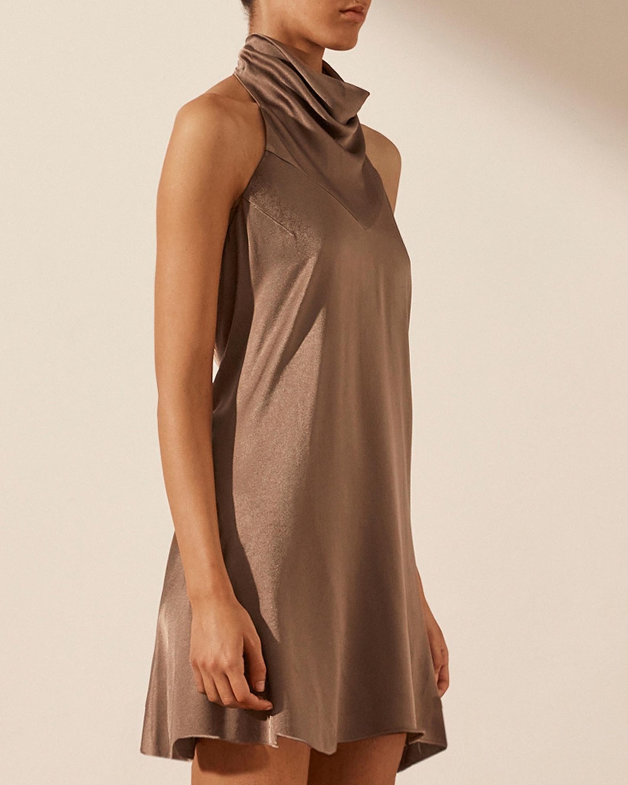 Milo High Neck Cowl Mini Dress