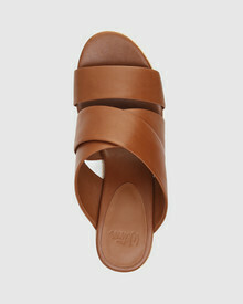 Sioban Dark Cognac Leather Block Heel Espadrille Sandal