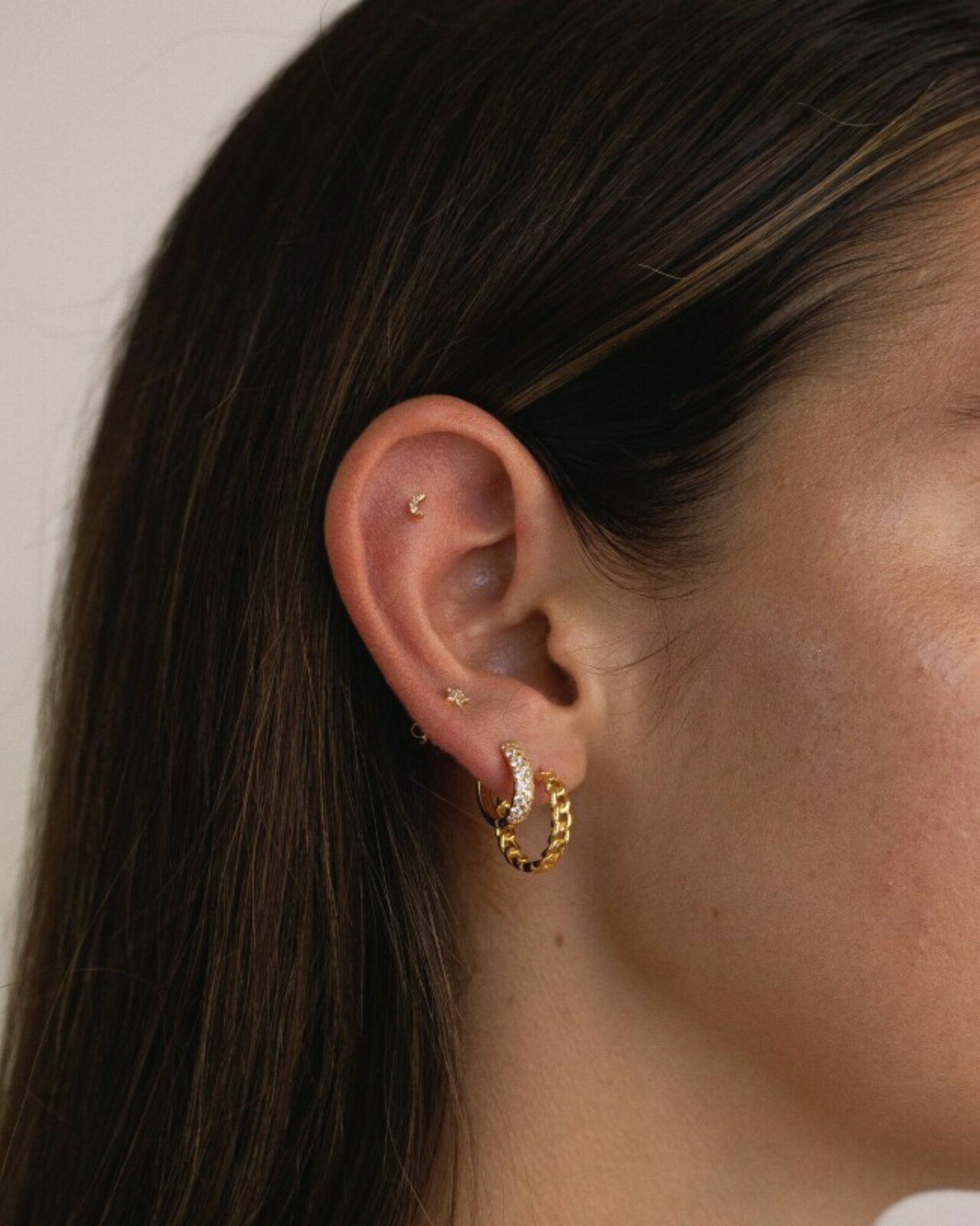 Gold Cuban Chain Hoops