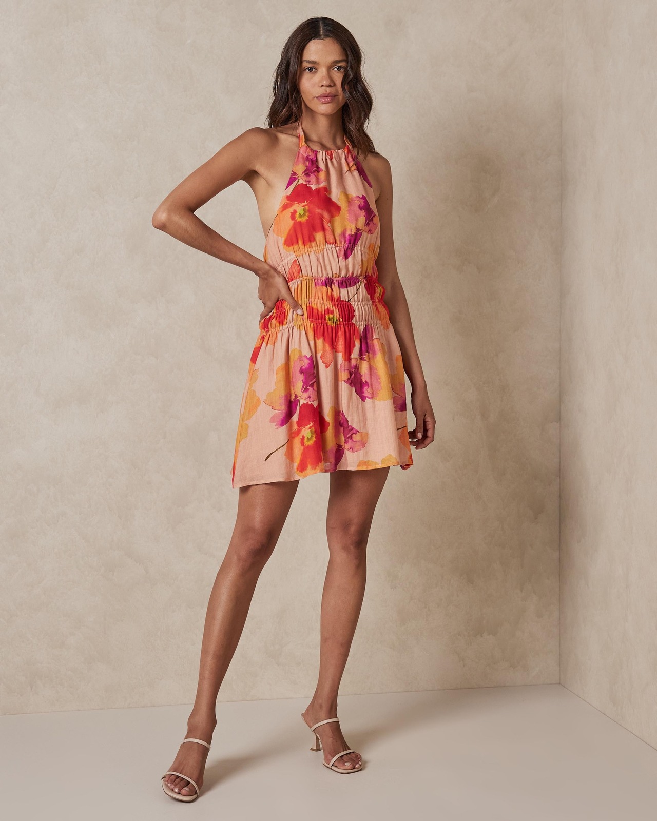 AERE Gathered Waist Mini Dress - AirRobe