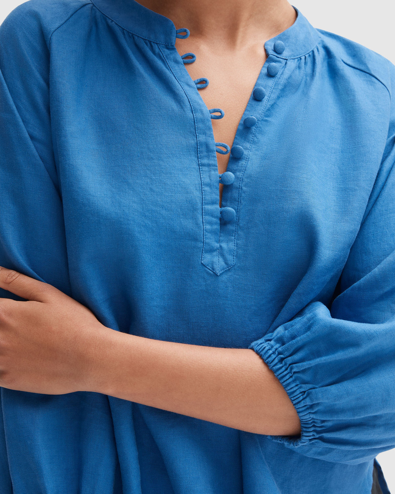 Linen Button Detail Blouse
