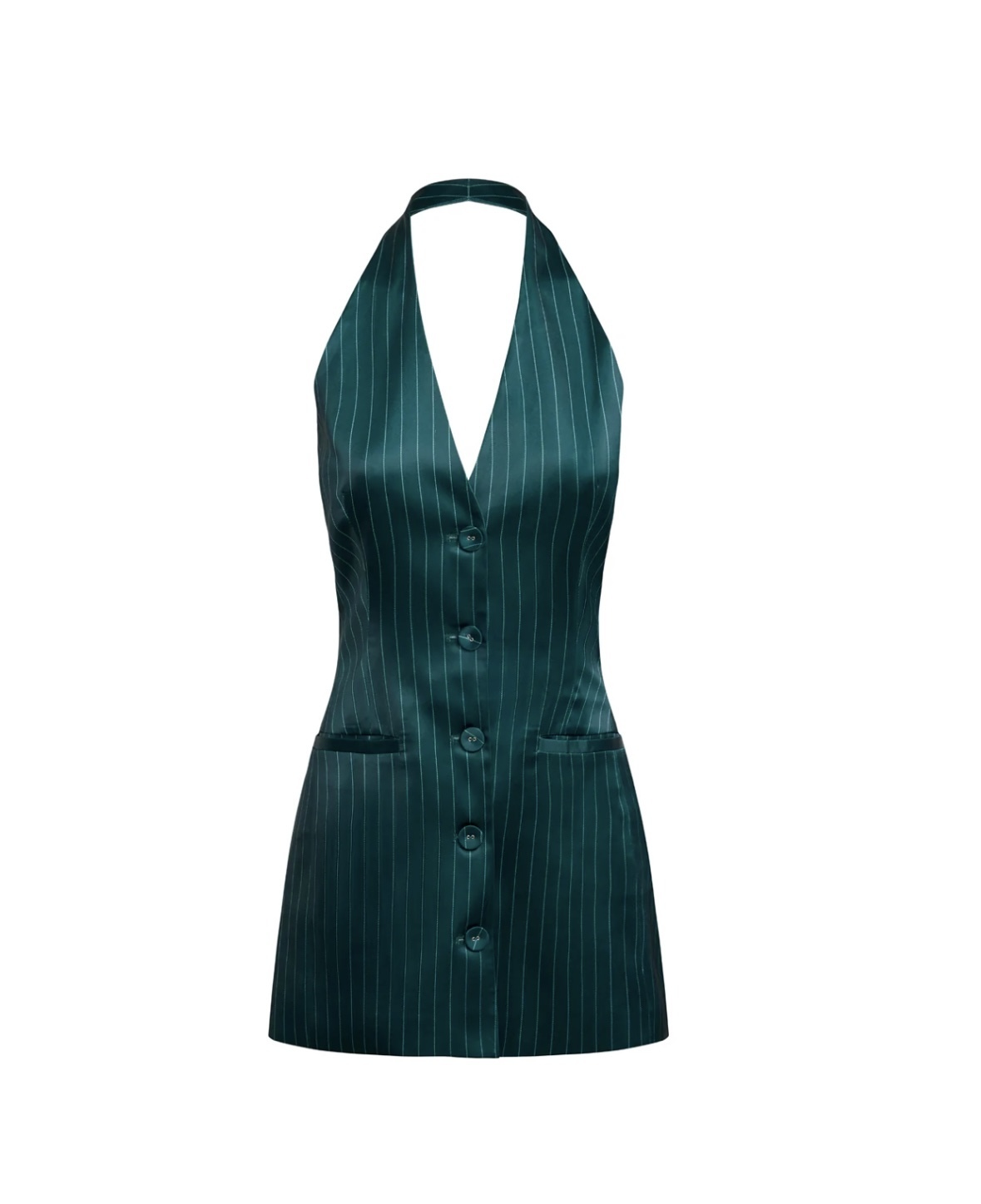green strip halter dress 