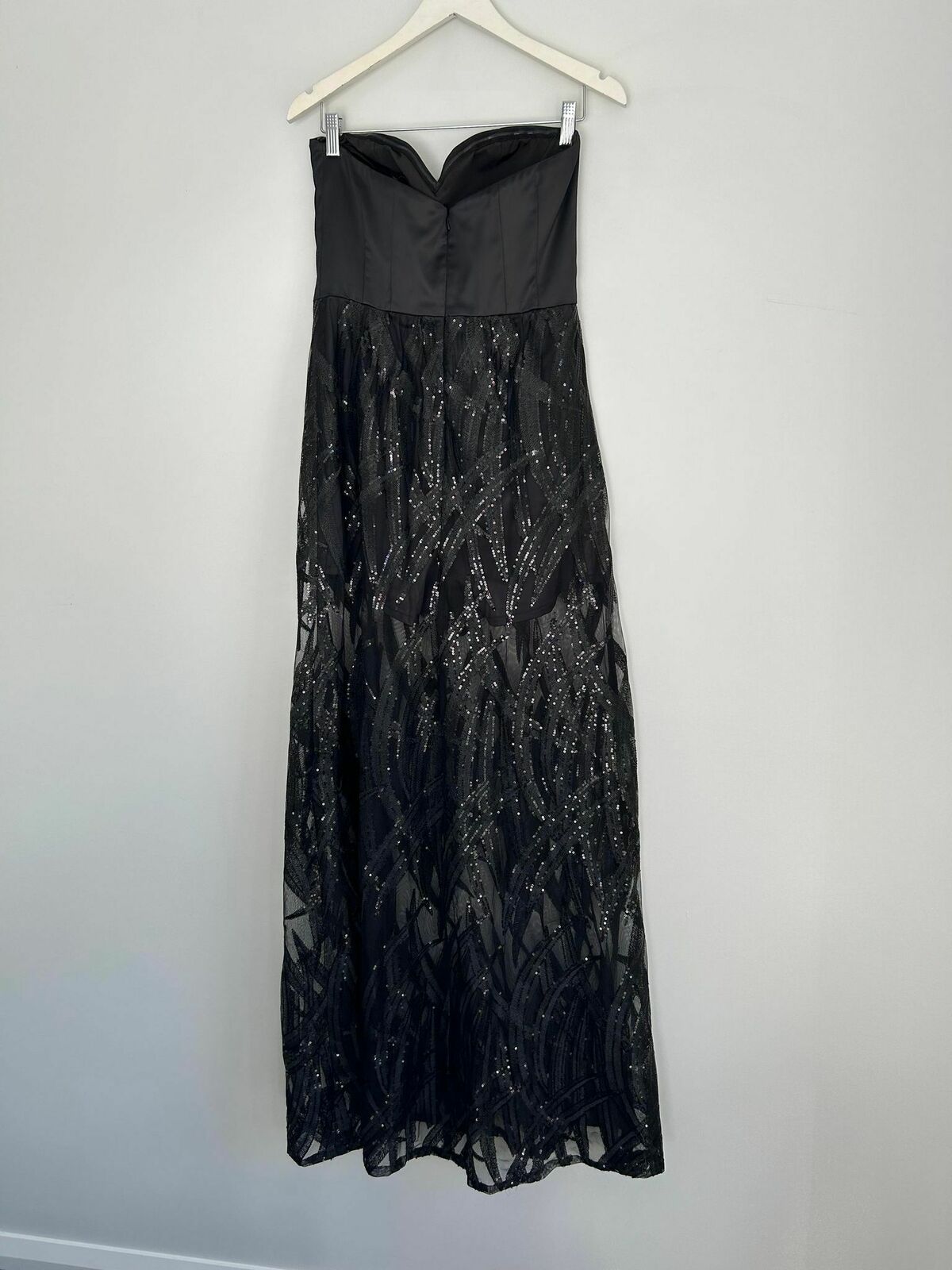 Black satin dress with sheer Sequin skirt