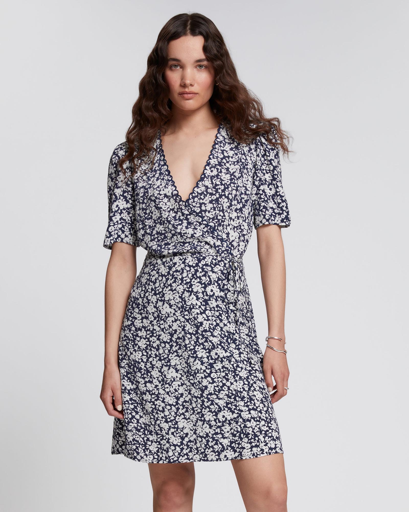 & Other Stories Printed Scallop Wrap Mini Dress - AirRobe
