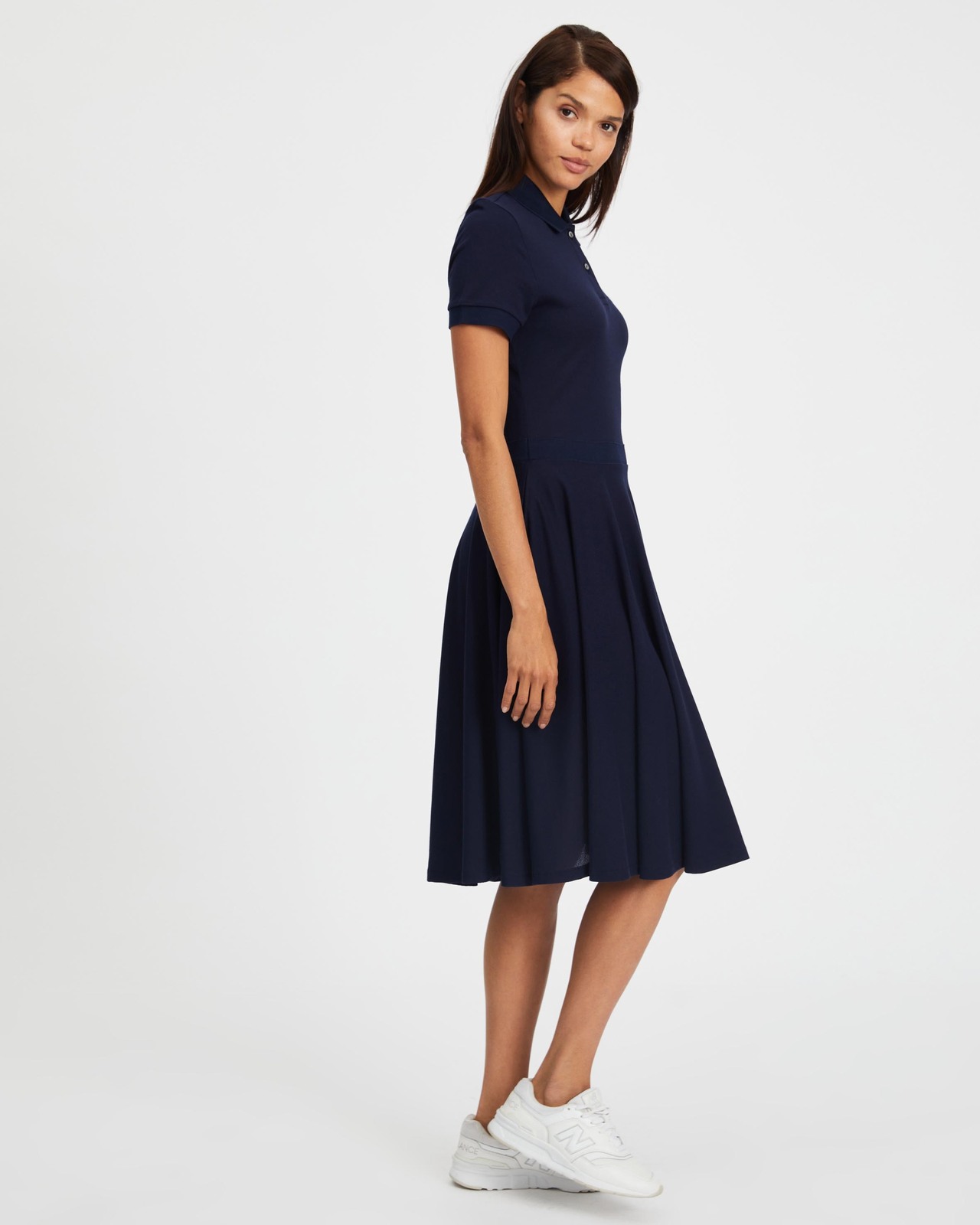 Fit  Flare Pique Polo Dress Navy Blue