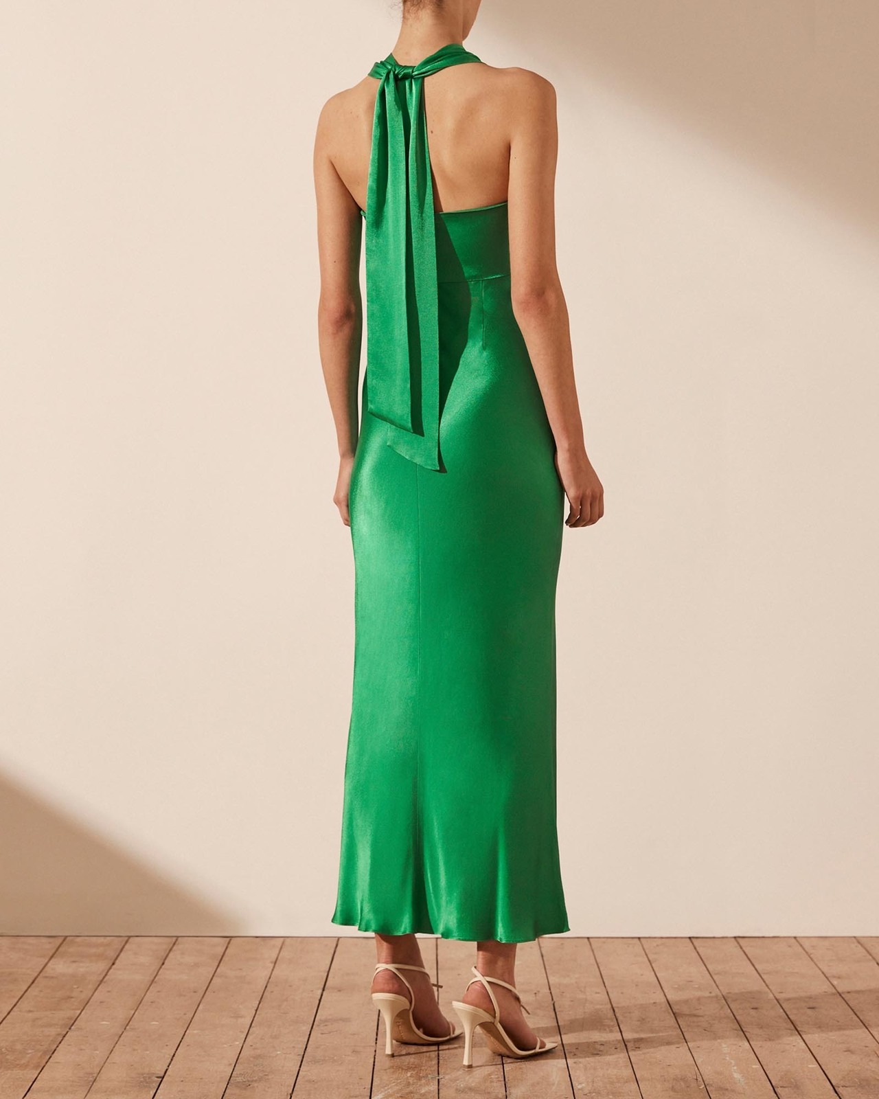 slim fit dress slacks La Lune Ruched Halter Maxi Dress | Cream | Dresses main image 1