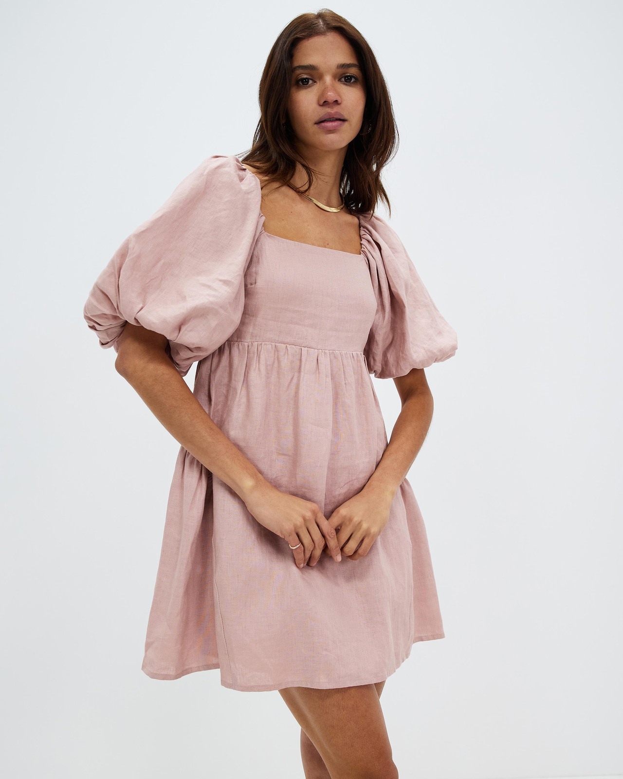 Tie Back Linen Mini Dress