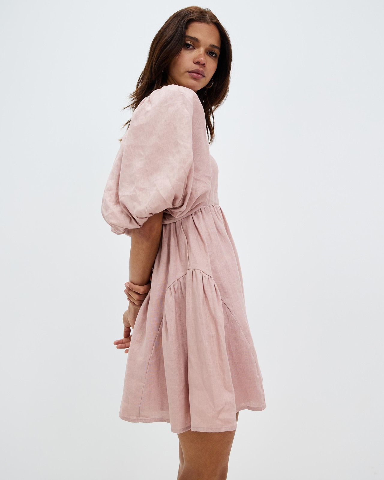 Tie Back Linen Mini Dress