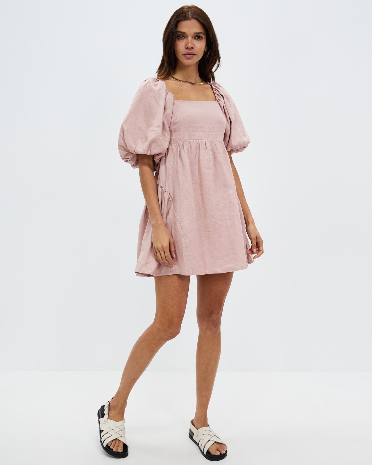 Tie Back Linen Mini Dress
