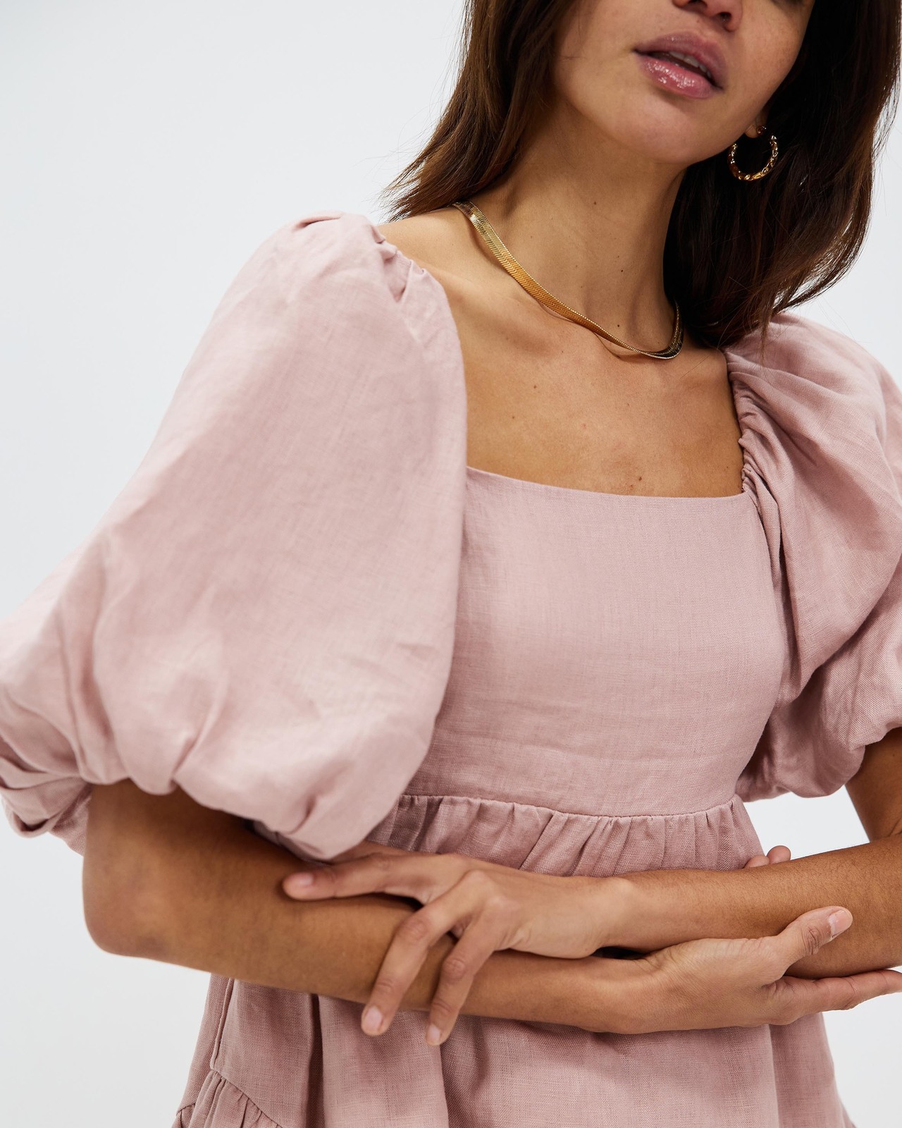 Tie Back Linen Mini Dress