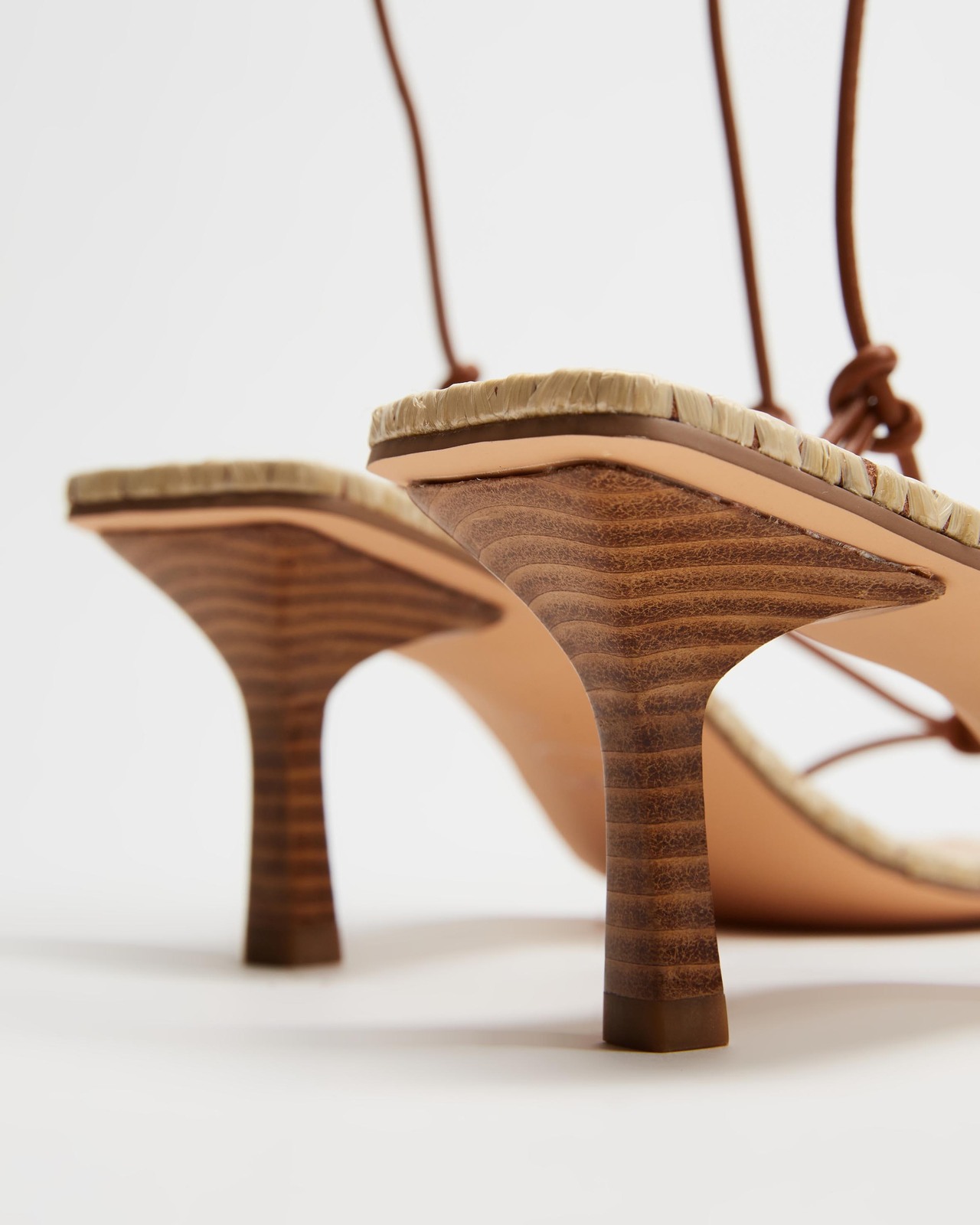 Knotted Leather Lace Up Heels