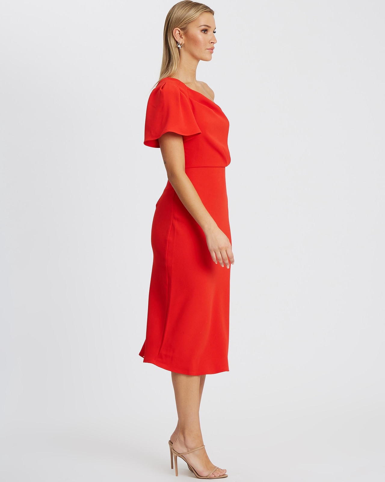 twisted neck midi dress Salome | Black Twisted Asymmetric Midi Dress