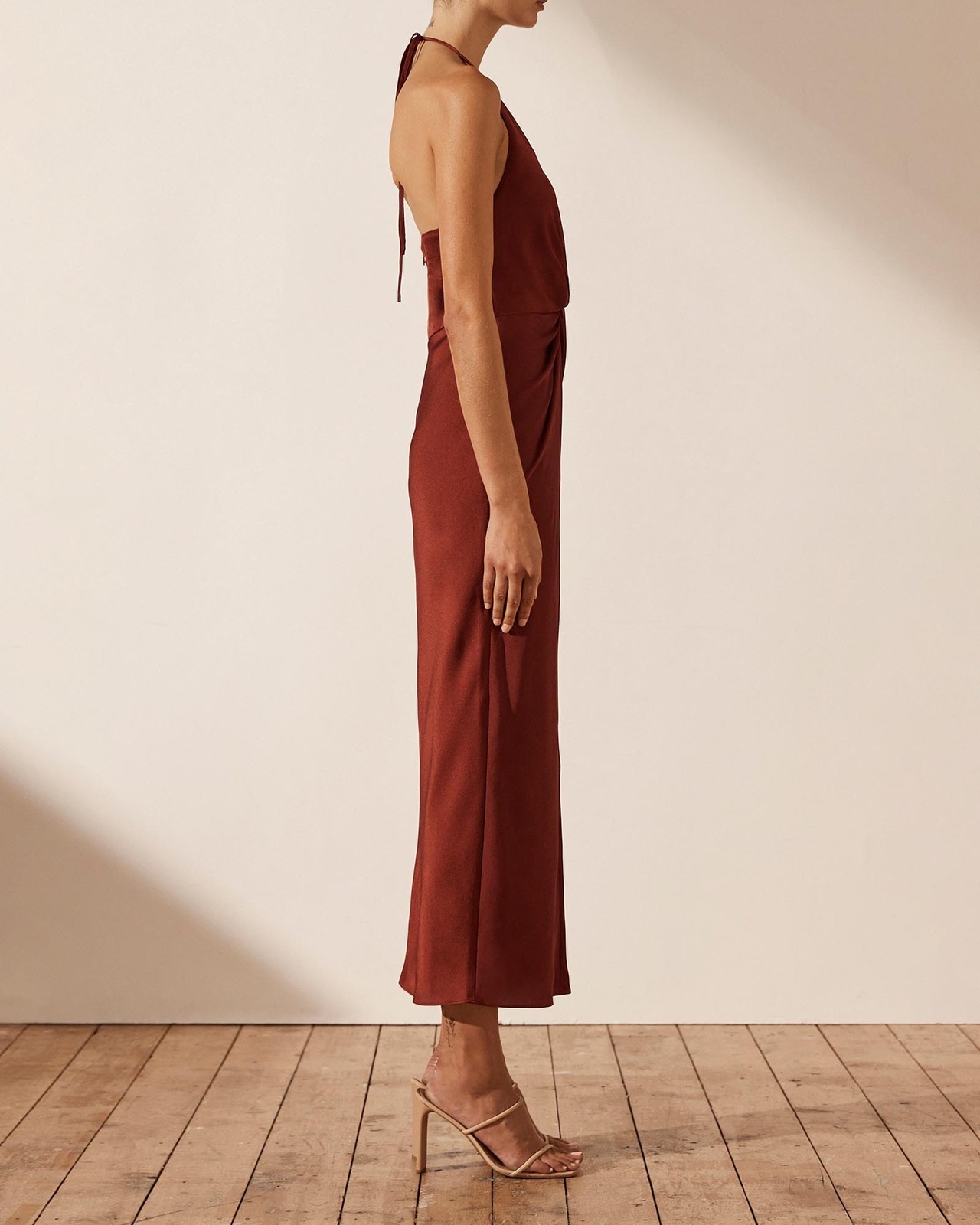 Shona Joy Luxe Twist Front Halter Midi Dress