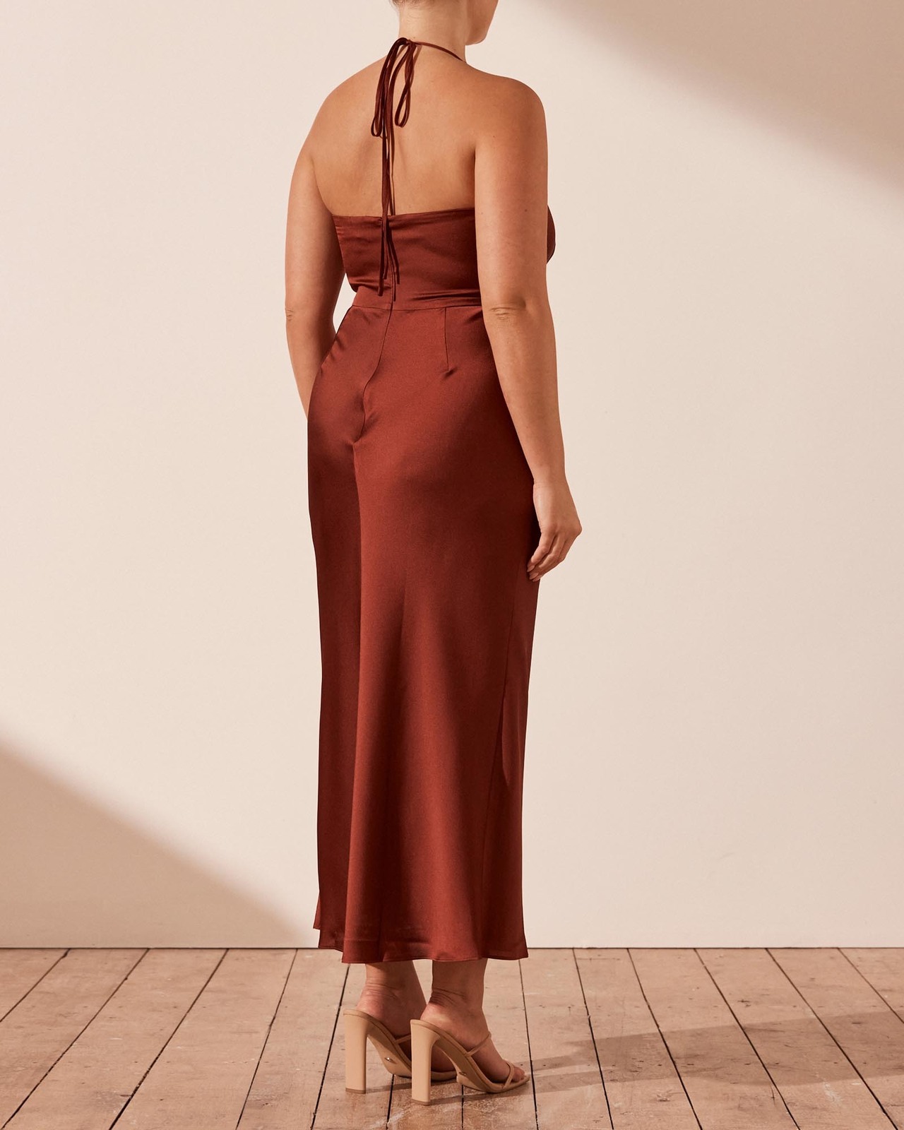 Shona Joy Luxe Twist Front Halter Midi Dress - AirRobe